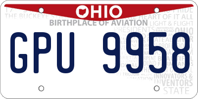 OH license plate GPU9958