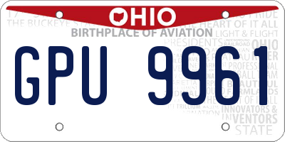 OH license plate GPU9961