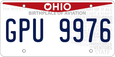 OH license plate GPU9976