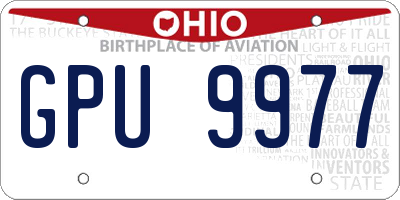OH license plate GPU9977