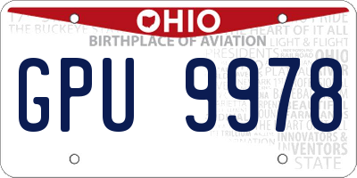OH license plate GPU9978