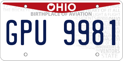OH license plate GPU9981