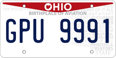 OH license plate GPU9991