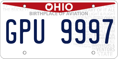 OH license plate GPU9997