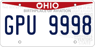 OH license plate GPU9998