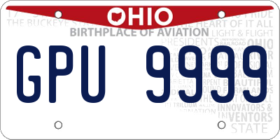 OH license plate GPU9999