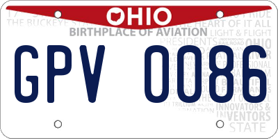 OH license plate GPV0086