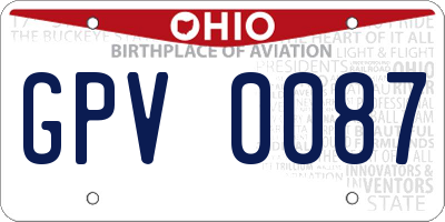 OH license plate GPV0087