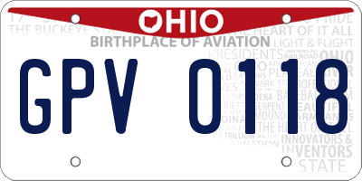 OH license plate GPV0118