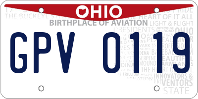 OH license plate GPV0119