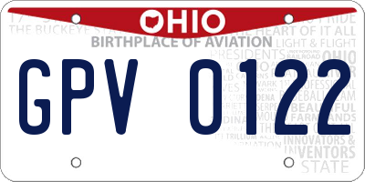 OH license plate GPV0122
