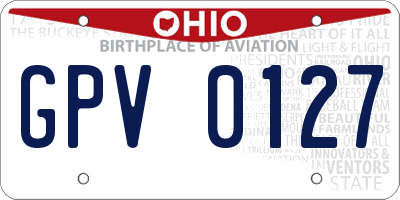 OH license plate GPV0127