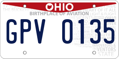 OH license plate GPV0135