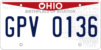OH license plate GPV0136