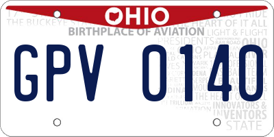 OH license plate GPV0140