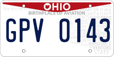 OH license plate GPV0143