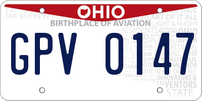 OH license plate GPV0147