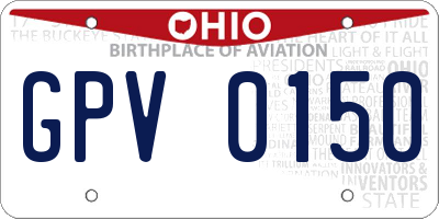 OH license plate GPV0150