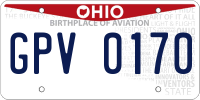 OH license plate GPV0170