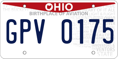OH license plate GPV0175