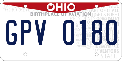 OH license plate GPV0180