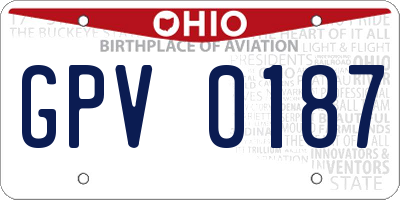 OH license plate GPV0187