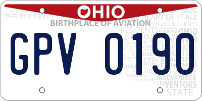 OH license plate GPV0190
