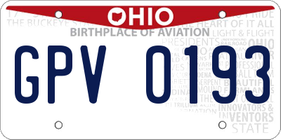 OH license plate GPV0193