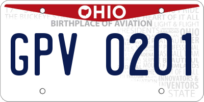 OH license plate GPV0201