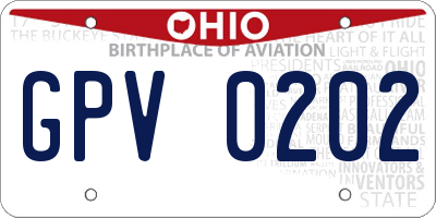 OH license plate GPV0202