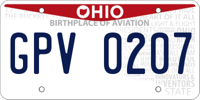 OH license plate GPV0207