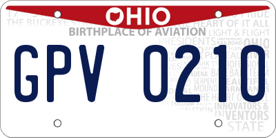 OH license plate GPV0210