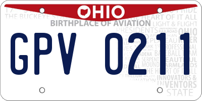 OH license plate GPV0211