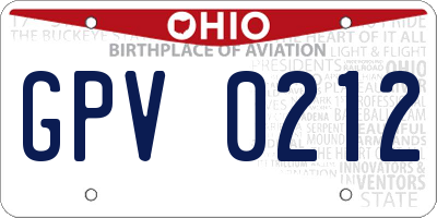 OH license plate GPV0212
