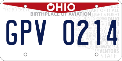 OH license plate GPV0214