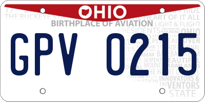 OH license plate GPV0215