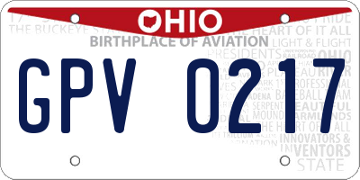 OH license plate GPV0217