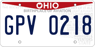 OH license plate GPV0218
