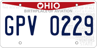 OH license plate GPV0229