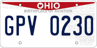 OH license plate GPV0230