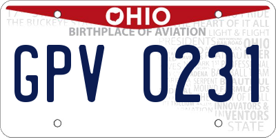 OH license plate GPV0231