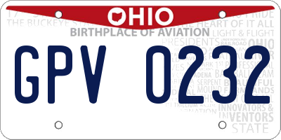 OH license plate GPV0232