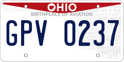 OH license plate GPV0237