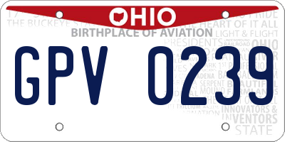 OH license plate GPV0239