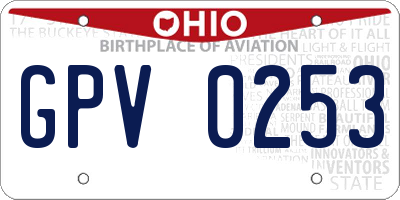 OH license plate GPV0253