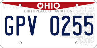 OH license plate GPV0255