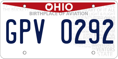 OH license plate GPV0292