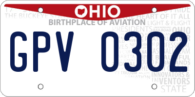 OH license plate GPV0302