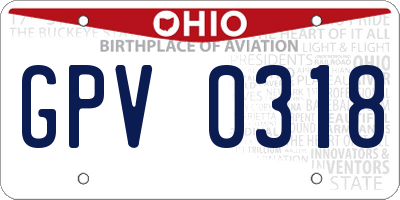 OH license plate GPV0318
