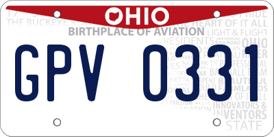 OH license plate GPV0331